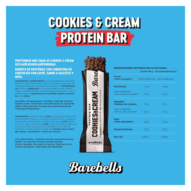 Barebells Protein Bars - Cookies & Cream 12-pack - Protein snacks