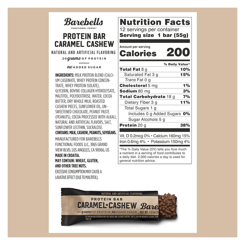 Barebells Protein Bars - Caramel Cashew Single bar - Protein snacks