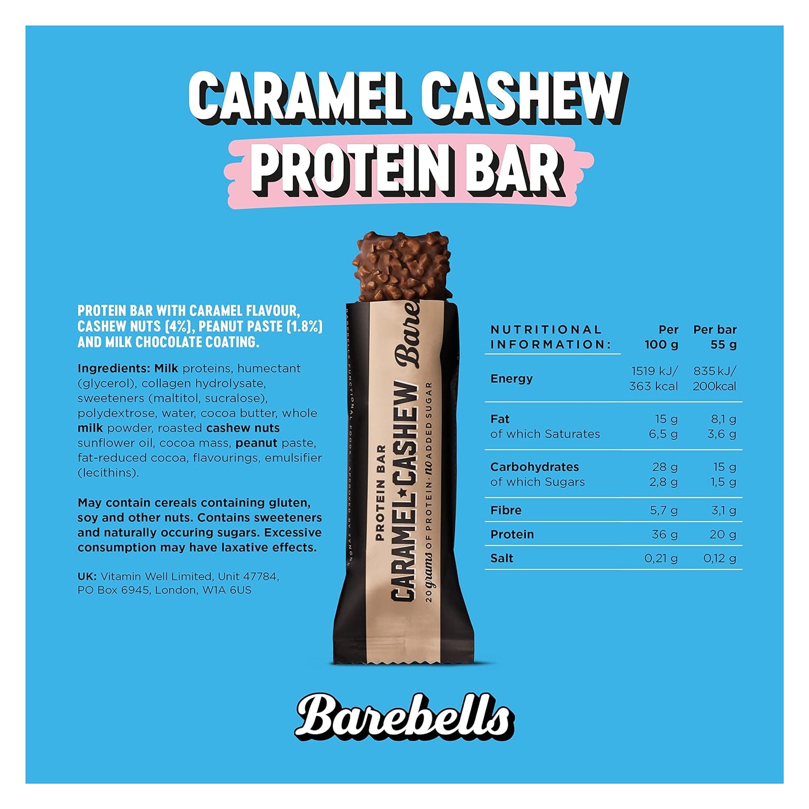 Barebells Protein Bars - Caramel Cashew 12-pack - Protein snacks