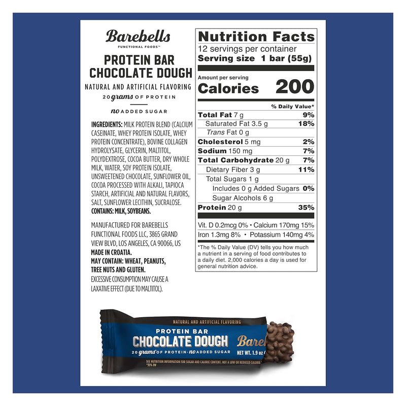 Barebells Protein Bars - Chocolate Dough Single bar - Protein snacks