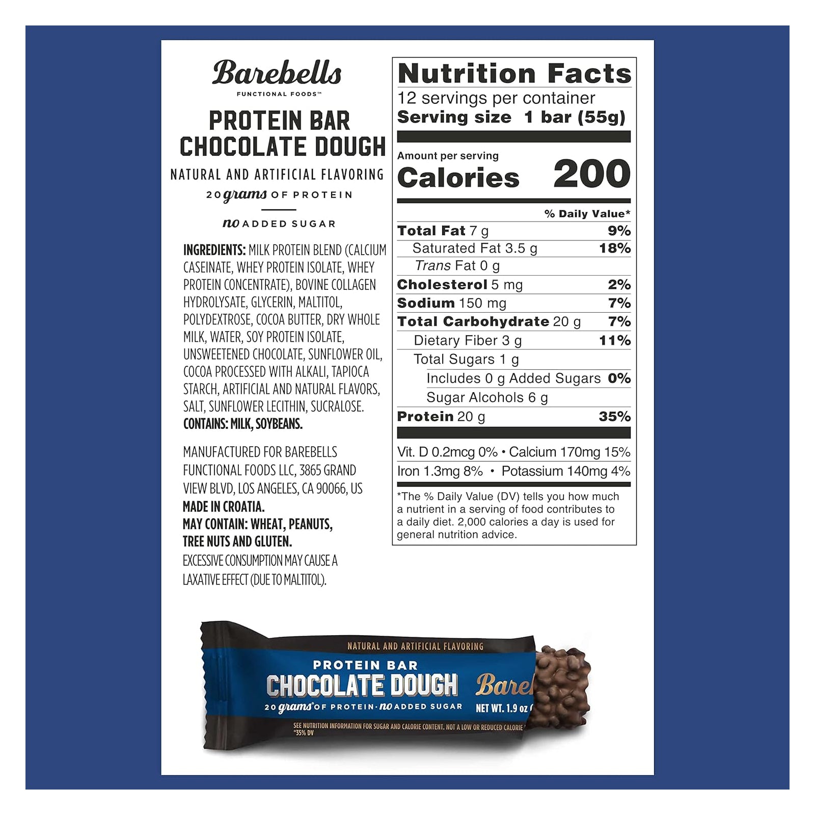 Barebells Protein Bars - Chocolate Dough 12-pack - Protein snacks