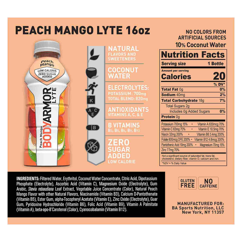 Bodyarmor Lyte Peach Mango / 12 X473ml