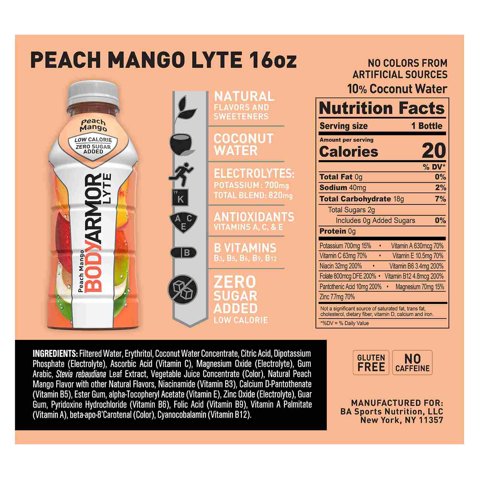 Bodyarmor Lyte Peach Mango / 473ml