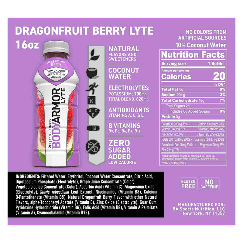 Bodyarmor Lyte Dragonfruit Berry / 12 X473ml