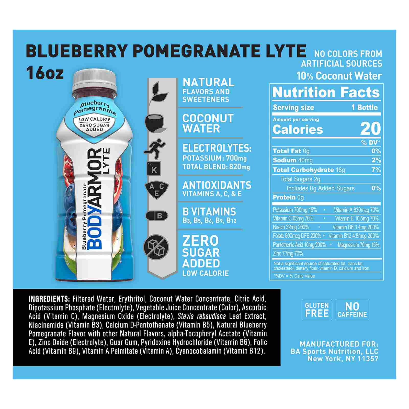 Bodyarmor Lyte Blueberry Pomegranate / 12 X473ml