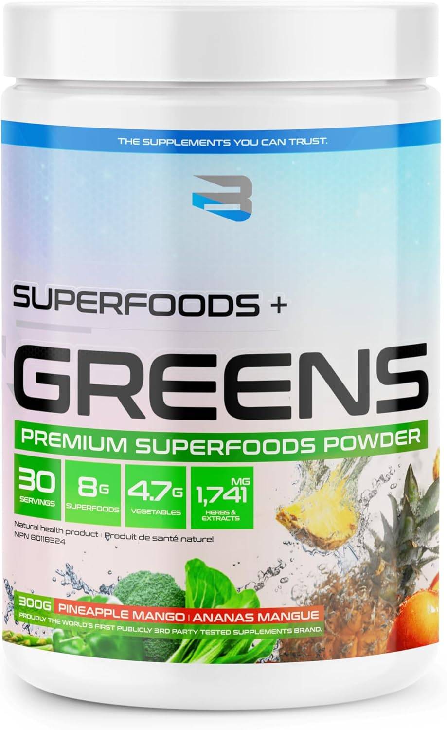 Believe Supplements Superfoods + Greens - Pineapple Mango 300 g - Greens