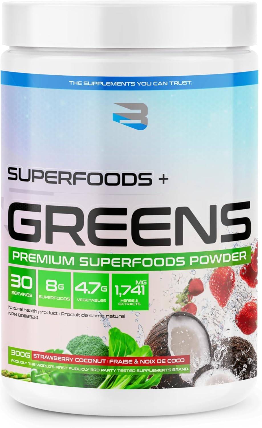 Believe Supplements Superfoods + Greens - Strawberry Coconut 300 g - Greens