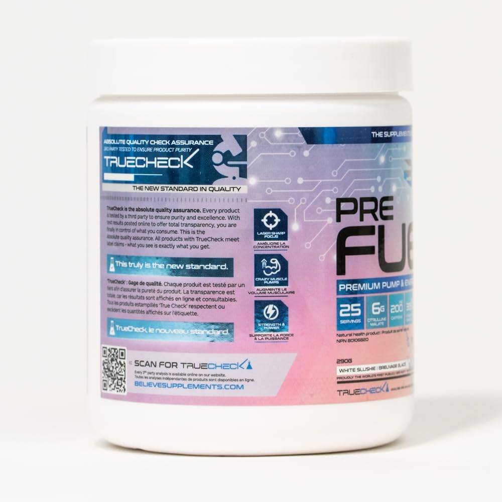 Believe Supplements Pre Fuel - White Slushie 290 g - Pre-workout