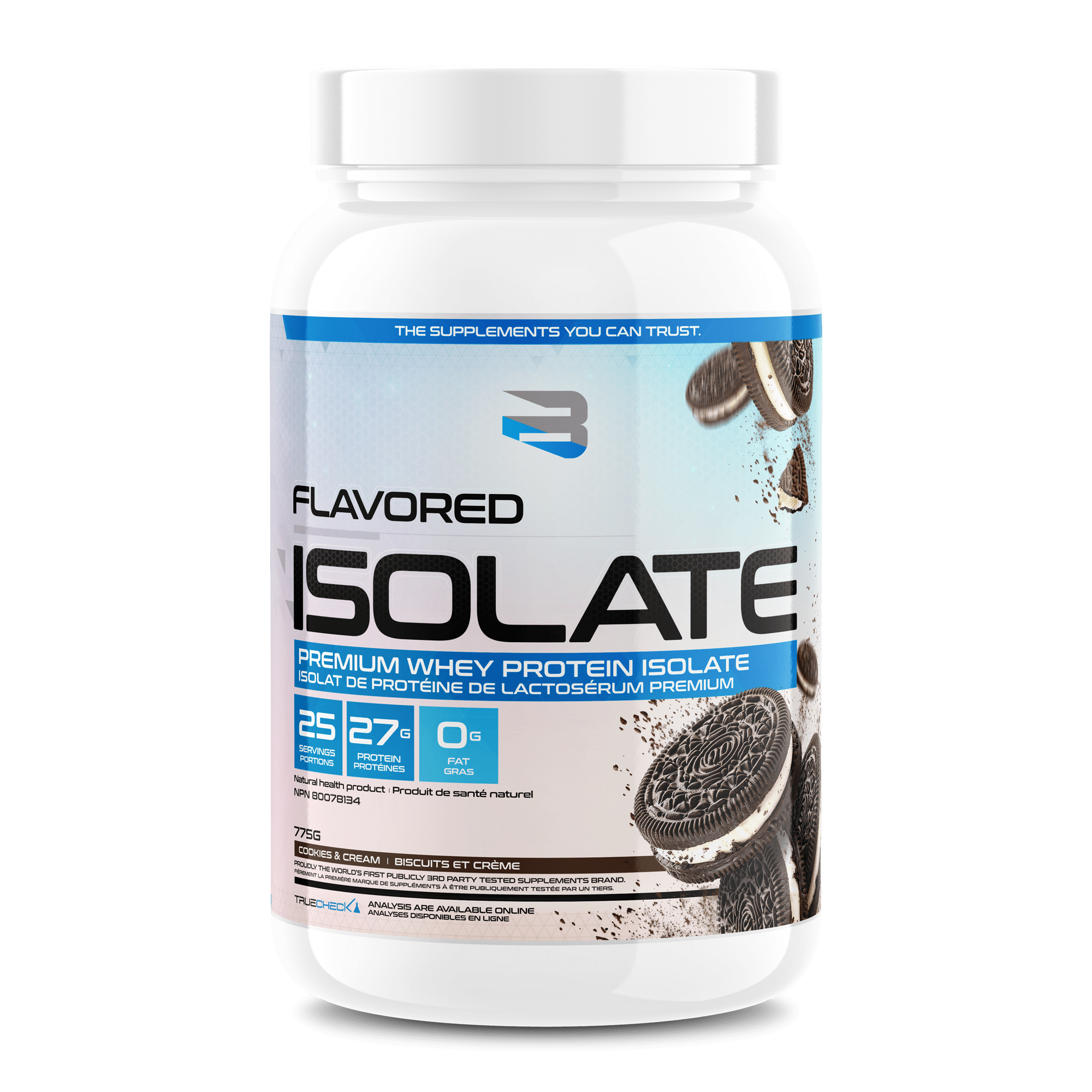 Believe Supplements Flavored Isolate - Cookies & Cream 25 serv (775g) - Protein Powder