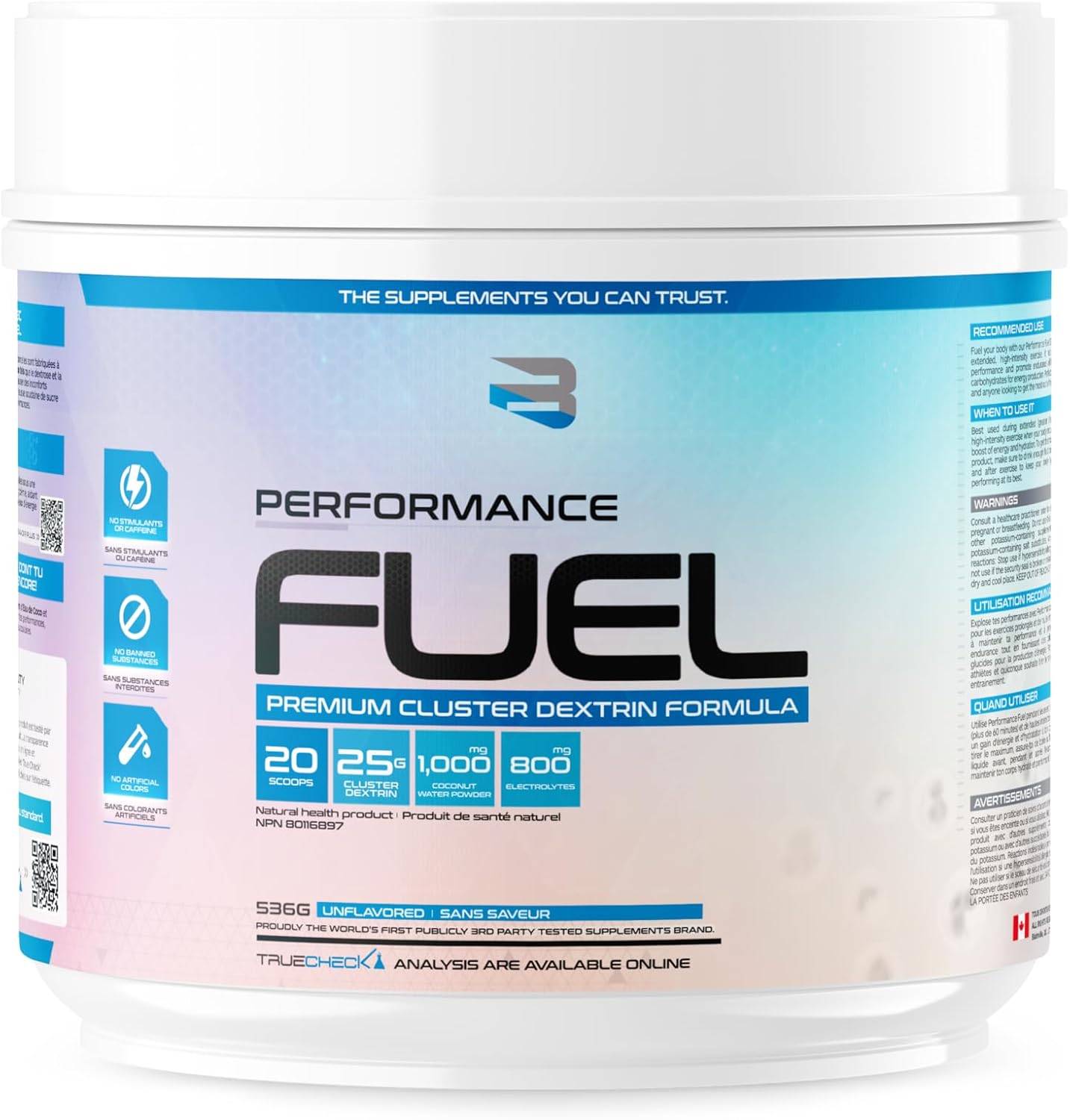 Believe Supplements Performance Fuel - Unflavoured 568 g - Pre-workout