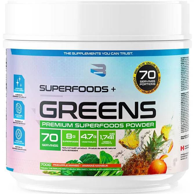 Believe Supplements Superfoods + Greens - Pineapple Mango 700 g - Greens