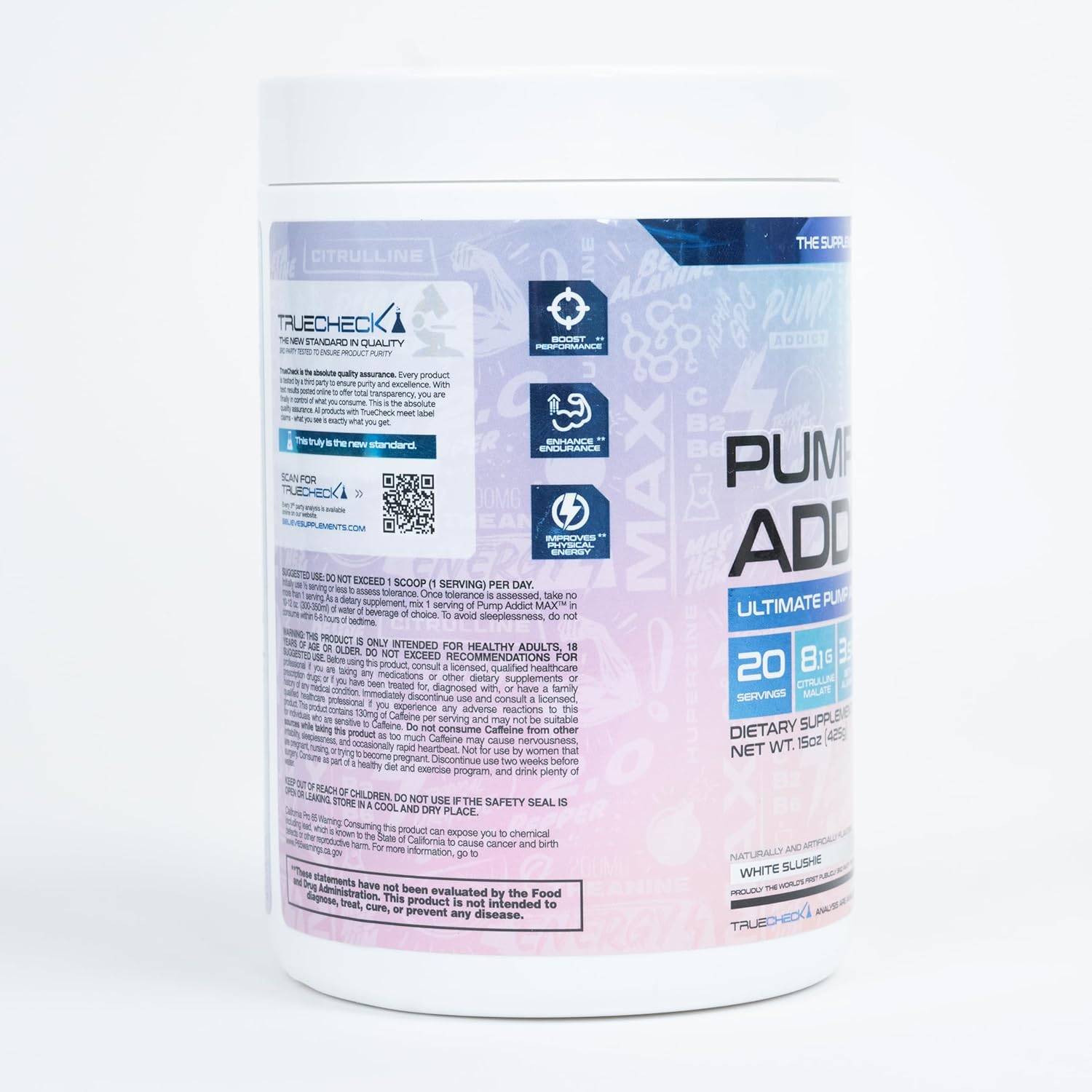 Believe Supplements Pump Addict MAX - White Slushie 425 g - Pre-workout