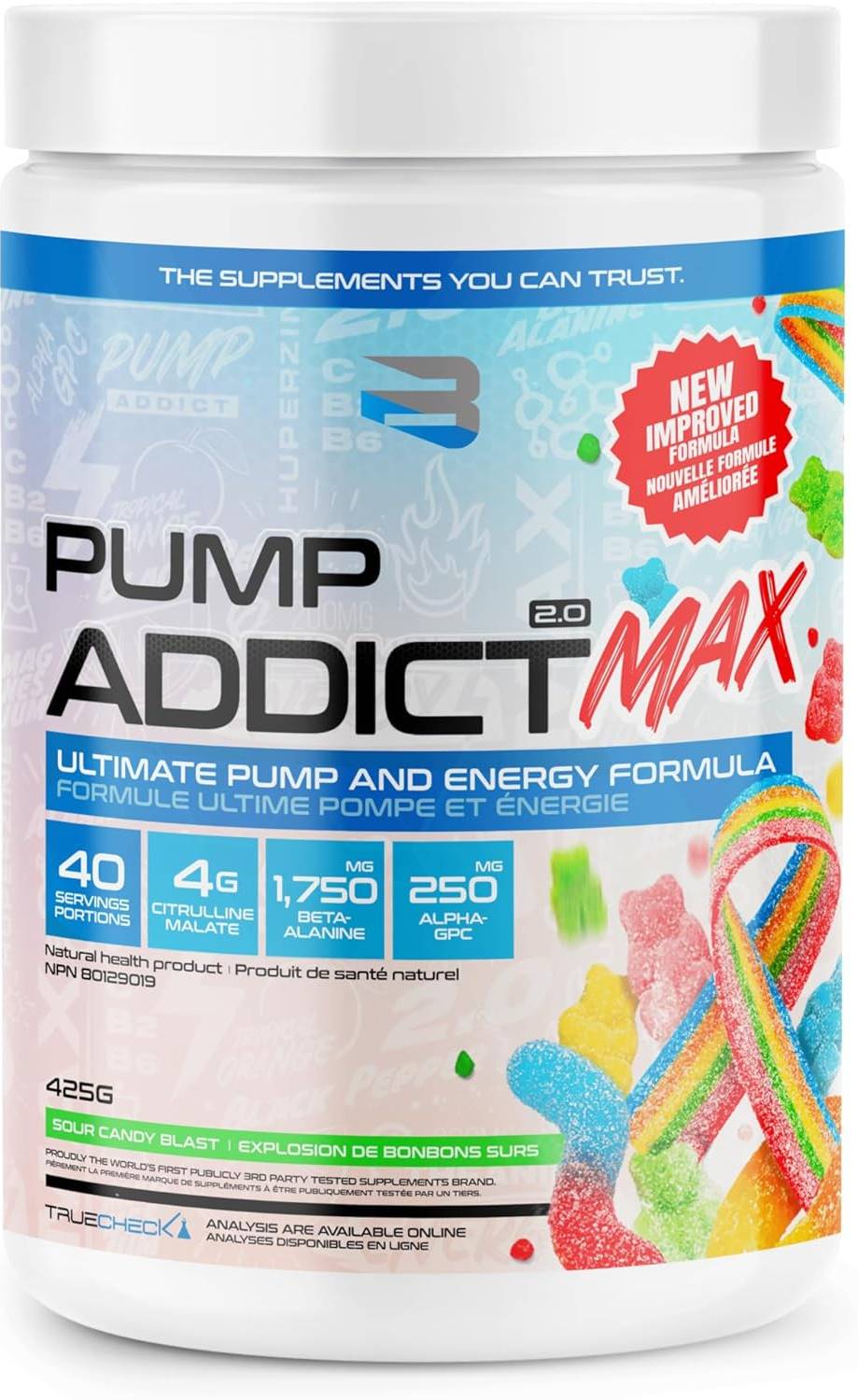 Believe Supplements Pump Addict MAX - Sour Candy Blast 425 g - Pre-workout