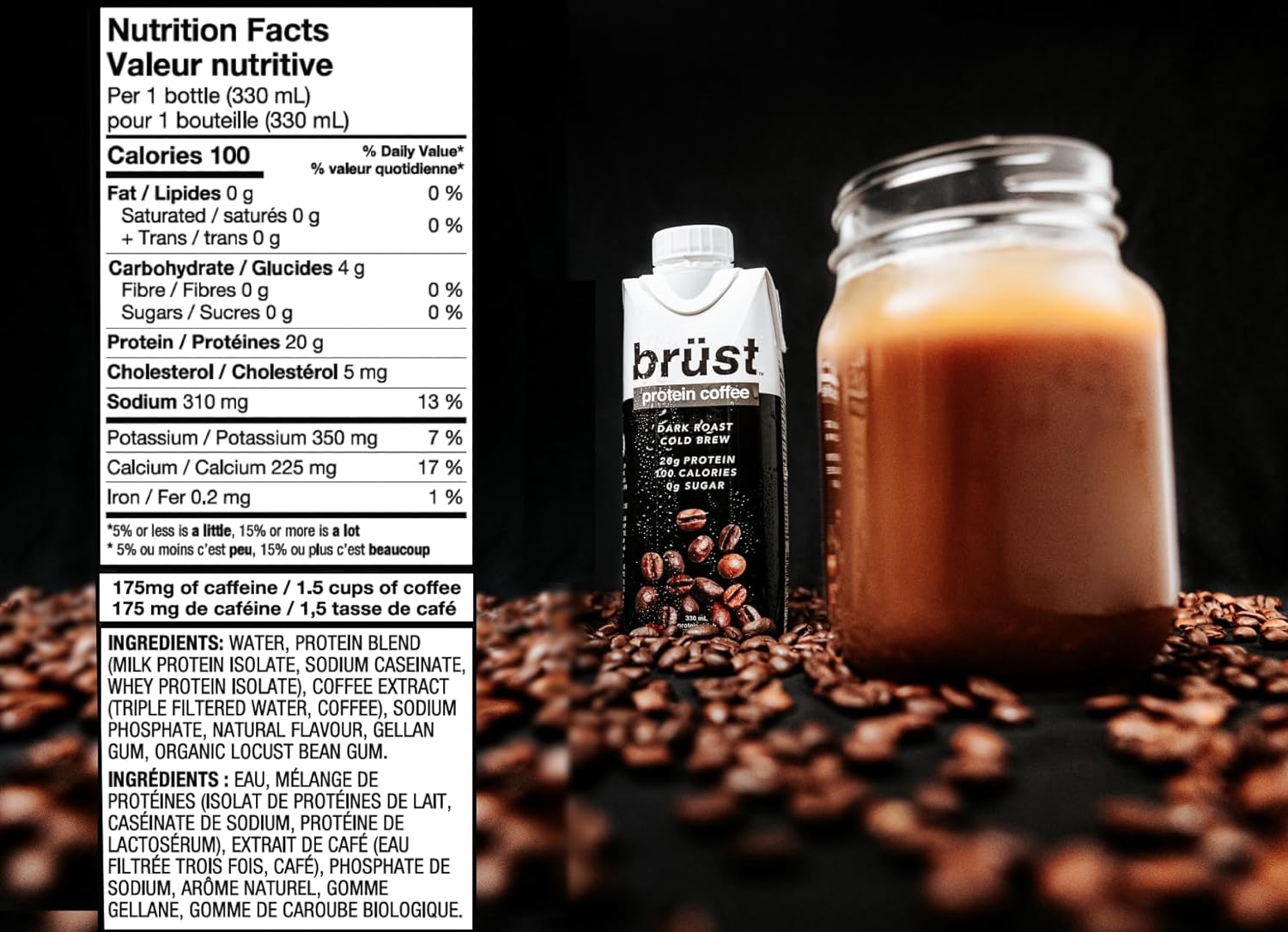 Brüst Cold Brew Protein Coffee - Dark Roast (12x330ml)