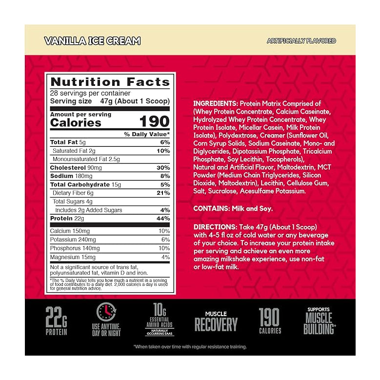 BSN Syntha-6 Vanilla Ice Cream / 2.91lbs / Nutrition facts