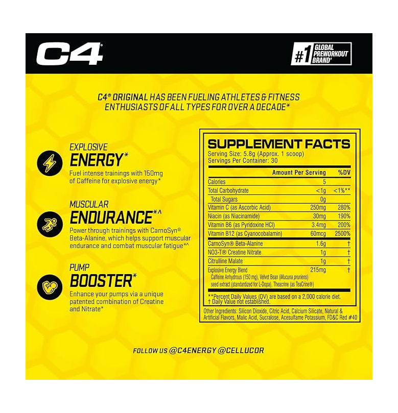 CELLUCOR C4 Original Pre-Workout - Cherry Limeade 30 servings - - Pre-Workout