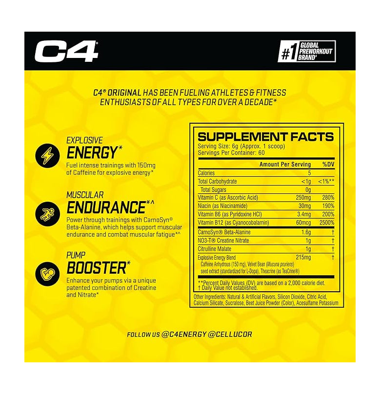 CELLUCOR C4 Original Pre-Workout - Pink Lemonade 60 servings - - Pre-Workout