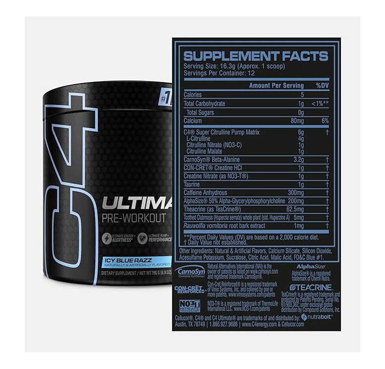 CELLUCOR C4 Ultimate Pre-Workout Icy Blue Razz / 12 servings / -