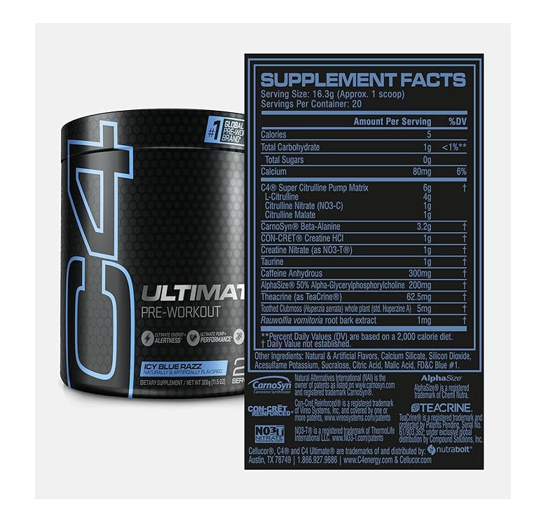 CELLUCOR C4 Ultimate Pre-Workout Icy Blue Razz / 20 servings / -