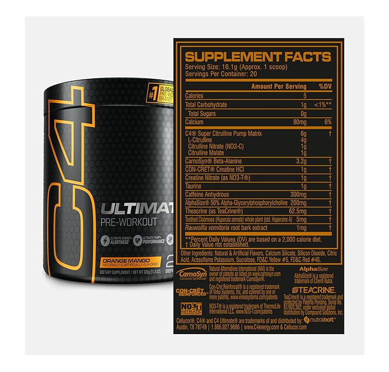 CELLUCOR C4 Ultimate Pre-Workout Orange Mango / 20 servings / -