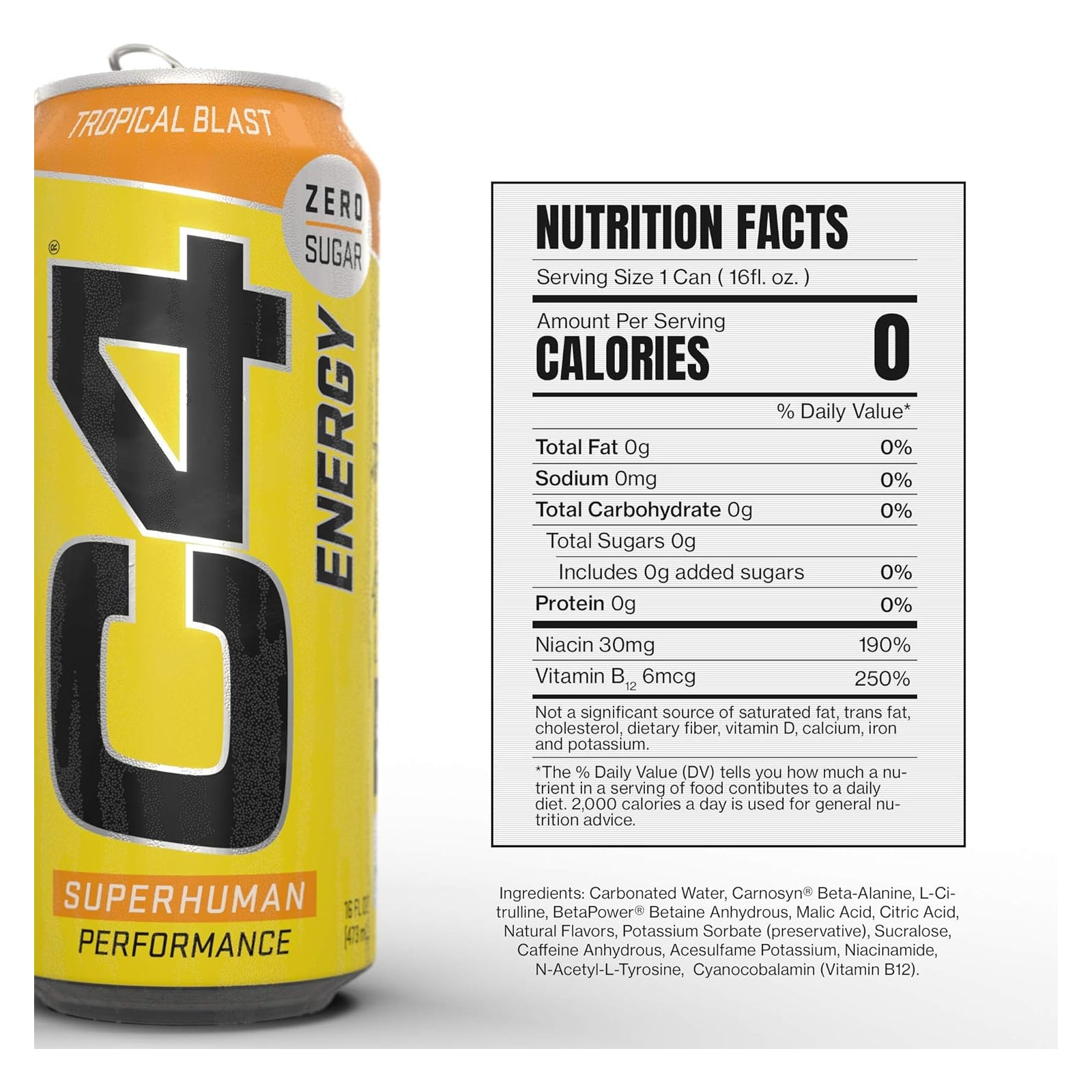 CELLUCOR C4 Energy (Carbonated) RTD Tropical Blast / 12-pack / -