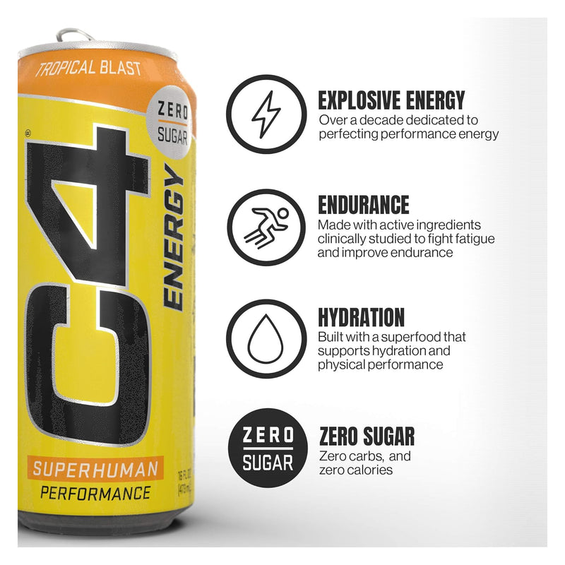 CELLUCOR C4 Energy (Carbonated) RTD Tropical Blast / 12-pack / -