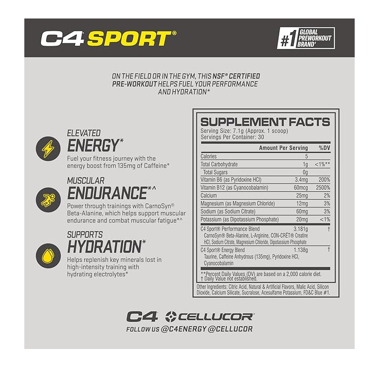 CELLUCOR C4 Sport Original Blue Raspberry / 30 servings