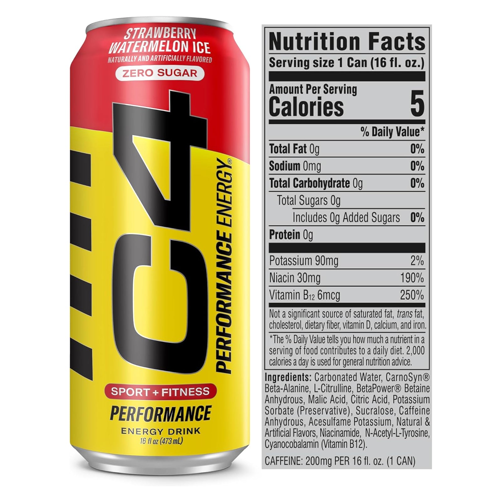 CELLUCOR C4 Energy (Carbonated) RTD Strawberry-Watermelon Ice / 12-pack / -