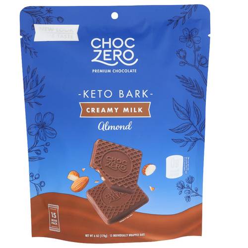 Choc Zero Keto Bark Milk Chocolate Almond / 6 Oz