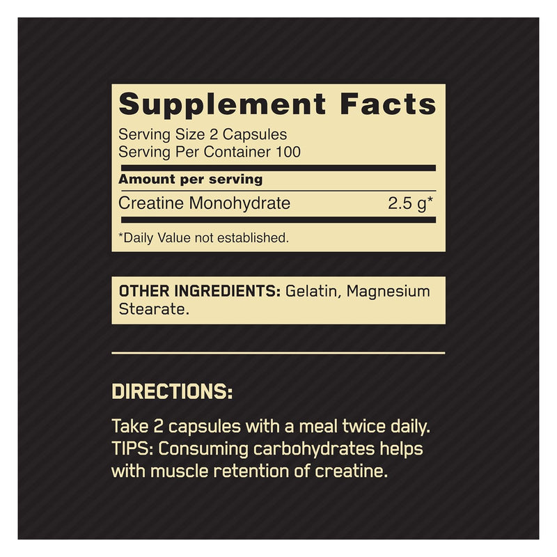 Optimum Nutrition Micronized Creatine Capsules 200 capsules