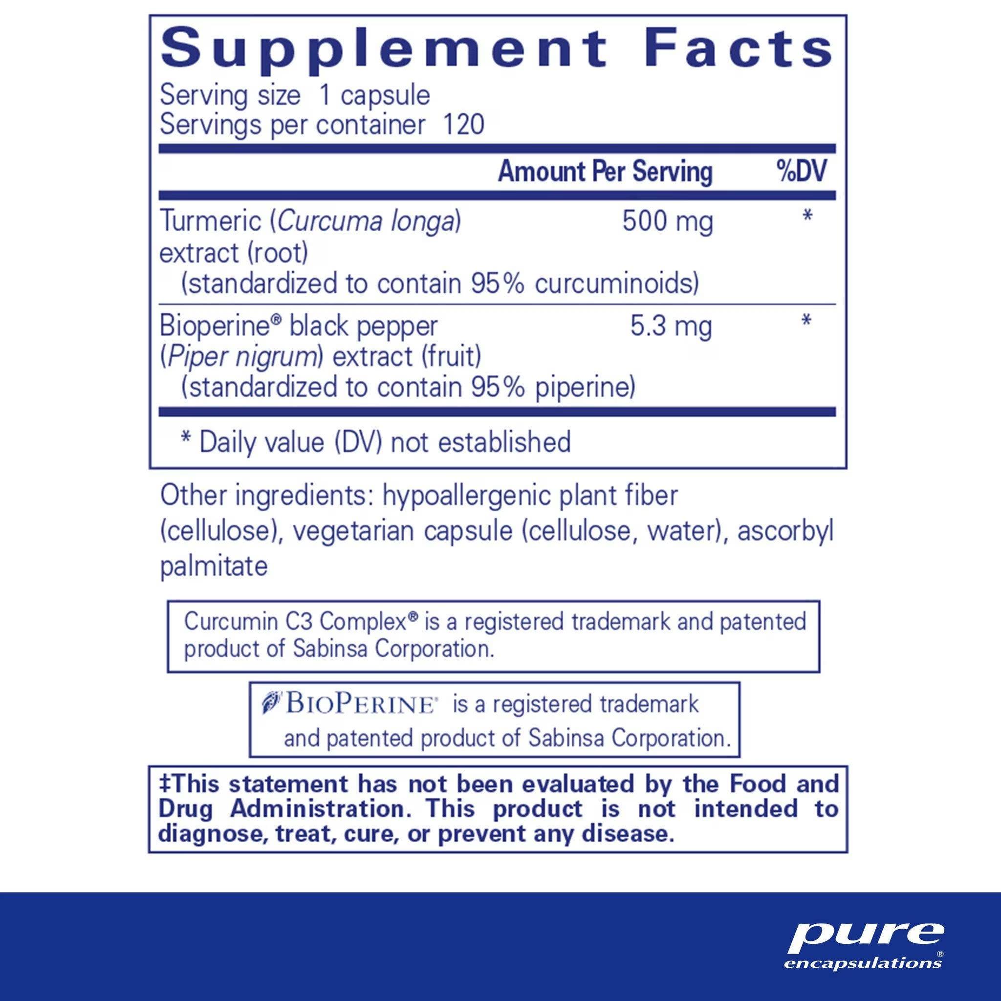 Pure Encapsulations Curcumin 500 with Bioperine 60 capsules