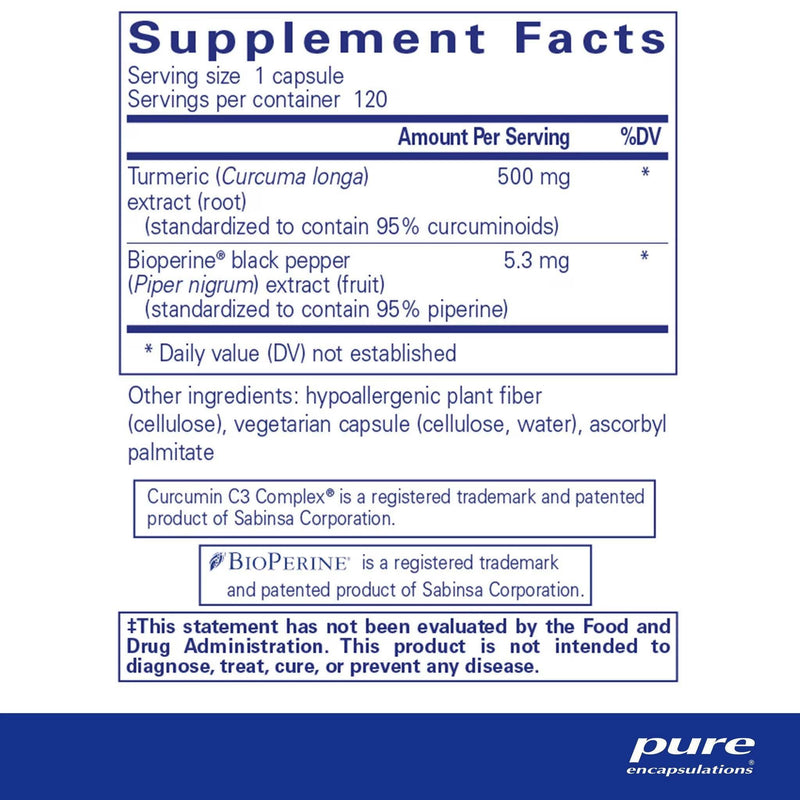 Pure Encapsulations Curcumin 500 with Bioperine 60 capsules