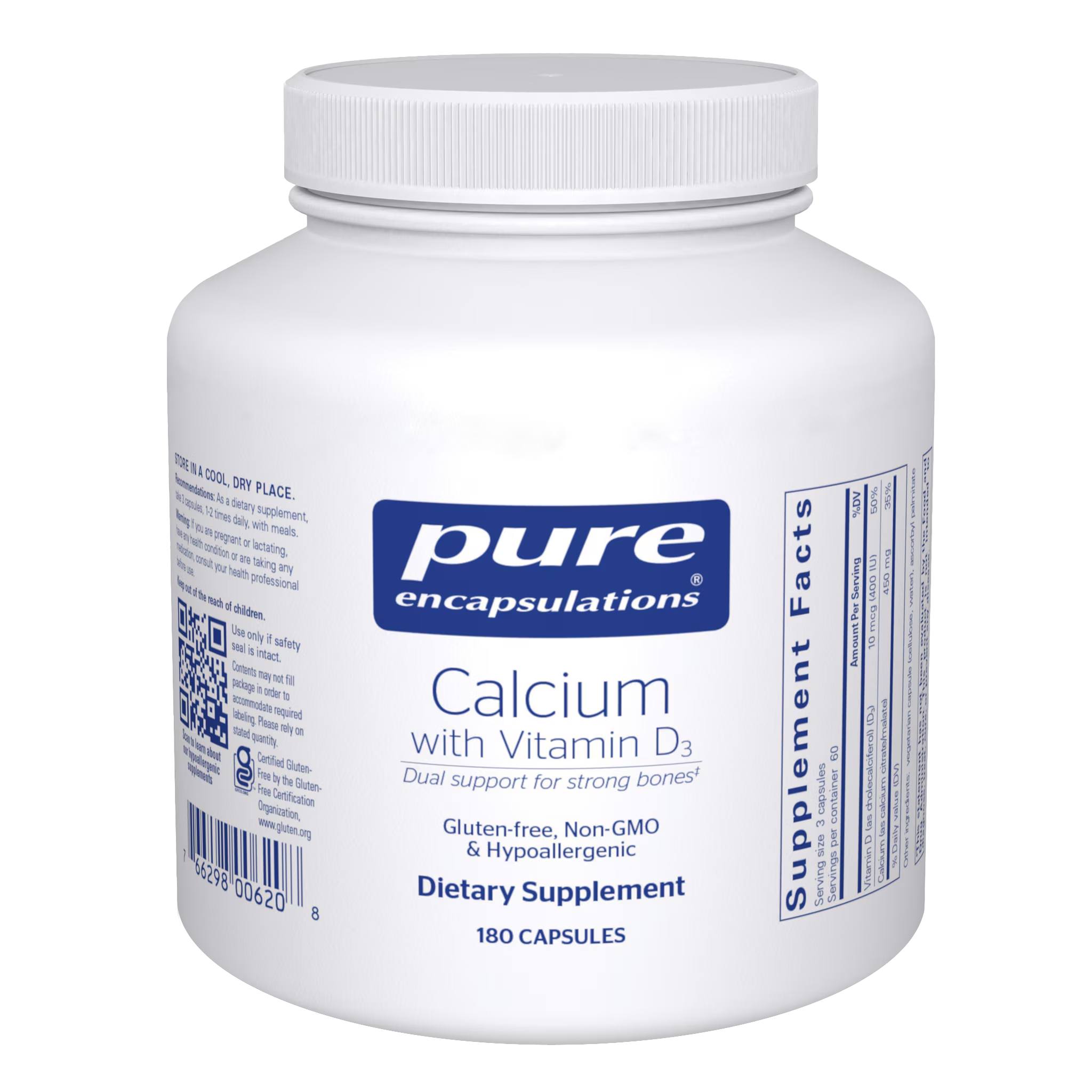 Pure Encapsulations Calcium with Vitamin D3 180 capsules