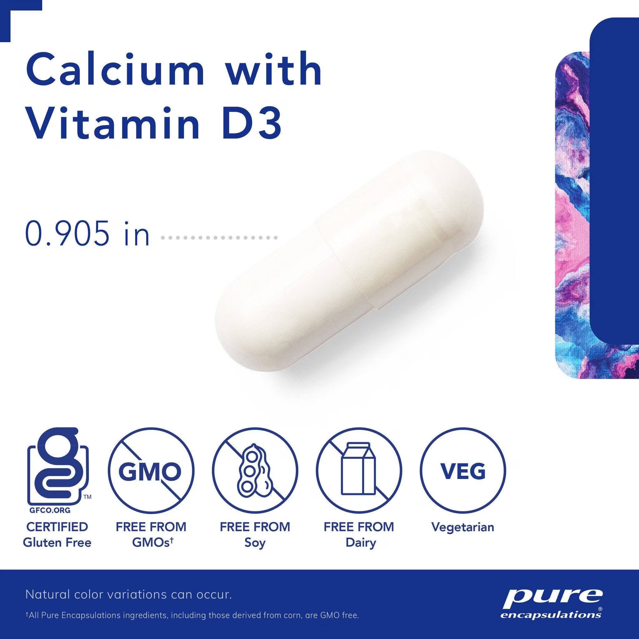 Pure Encapsulations Calcium with Vitamin D3 180 capsules