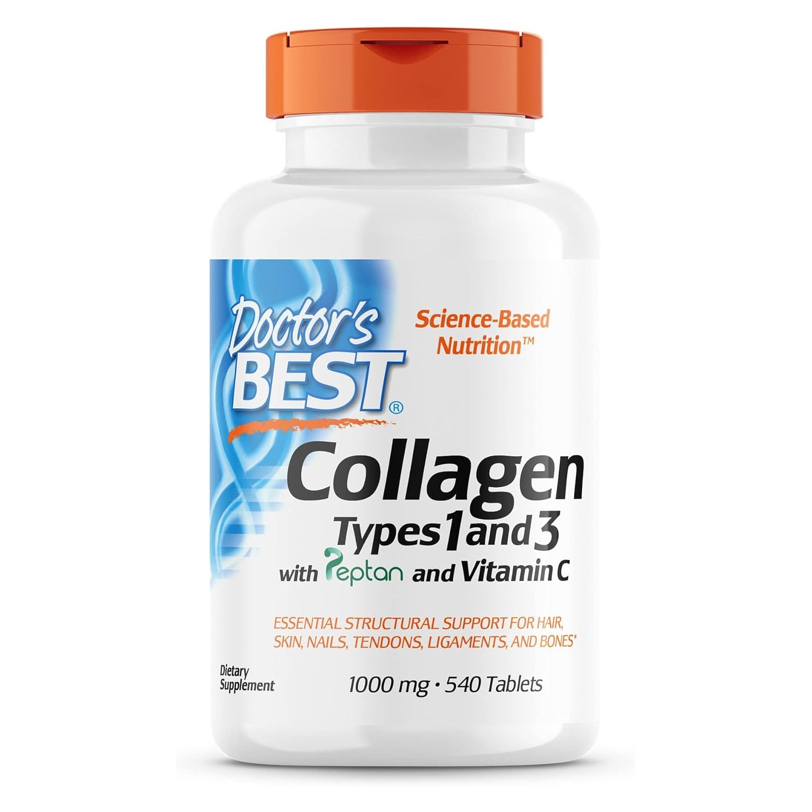 Doctor's Best Collagen Types 1 & 3 1000mg With Peptan & Vitamin C / 180 Tab