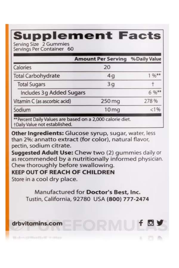 Doctor's Best Vitamin C Gummies Orange Bliss / 120 Gummies