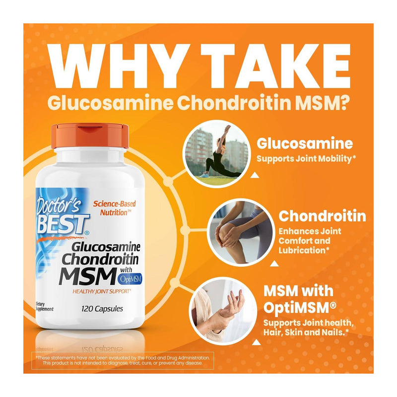 Doctor's Best Glucosamine Chondroitin MSM With OptiMSM 120 Capsules