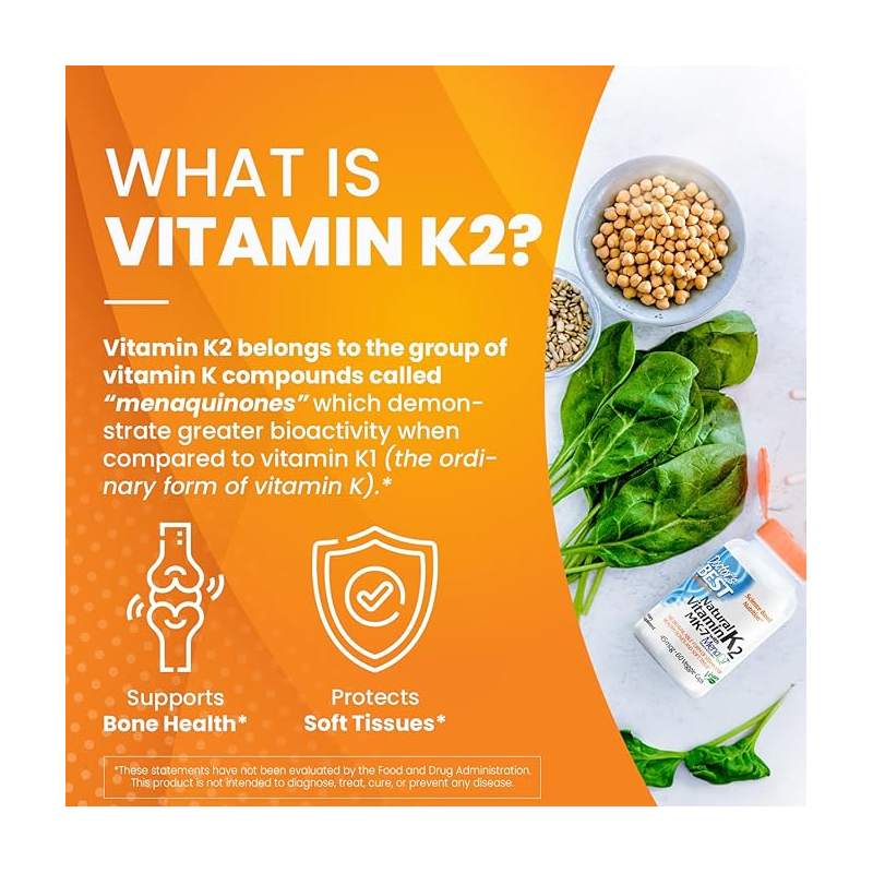 Doctor's Best Natural Vitamin K2 Mk-7 With Menaq7 45Mcg 60 vegetarian Capsules