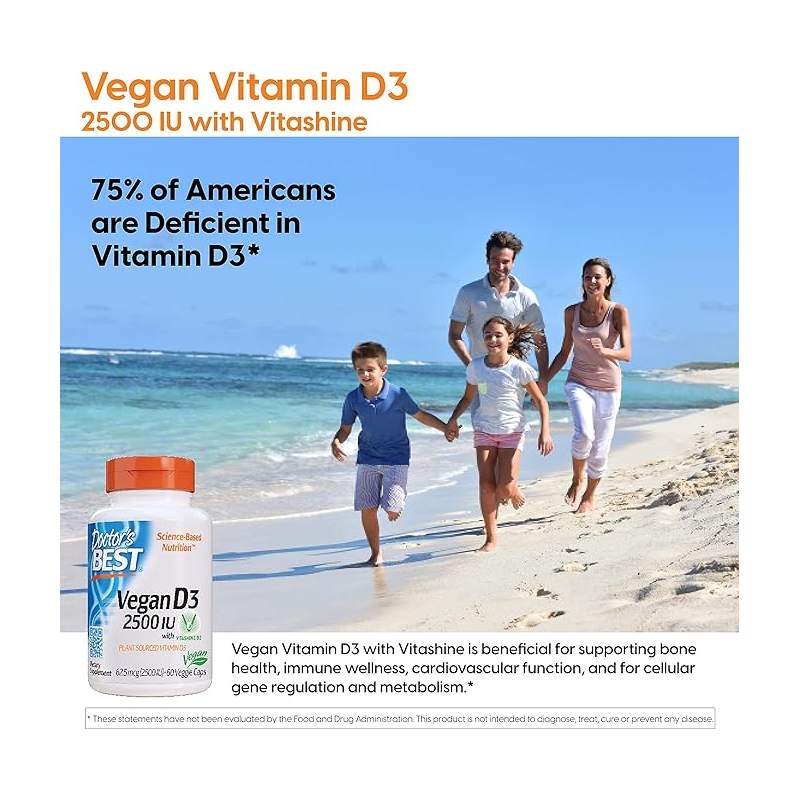 Doctor's Best Vegan D3 With Vitashine D3, 2,500 Iu 60 vegetarian Capsules / -