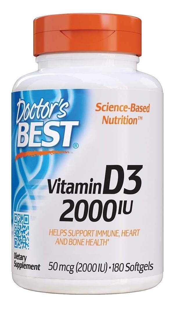 Doctor's Best Vitamin D3, 50 Mcg (2,000 Iu) 180 Softgels