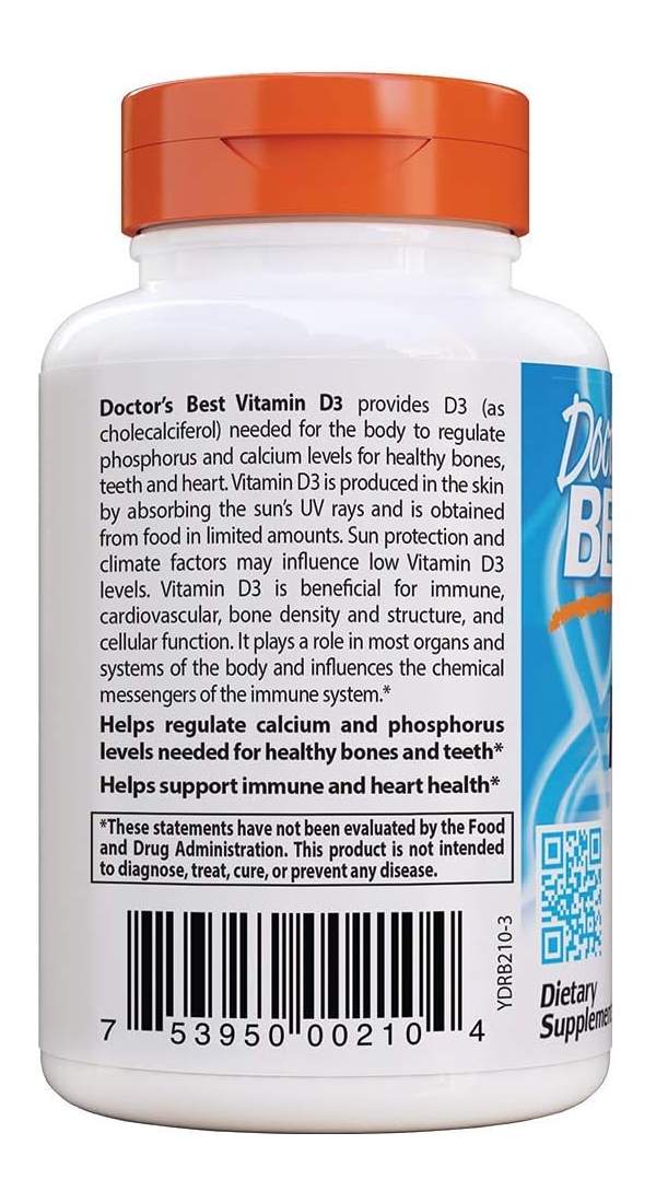 Doctor's Best Vitamin D3, 50 Mcg (2,000 Iu) 180 Softgels