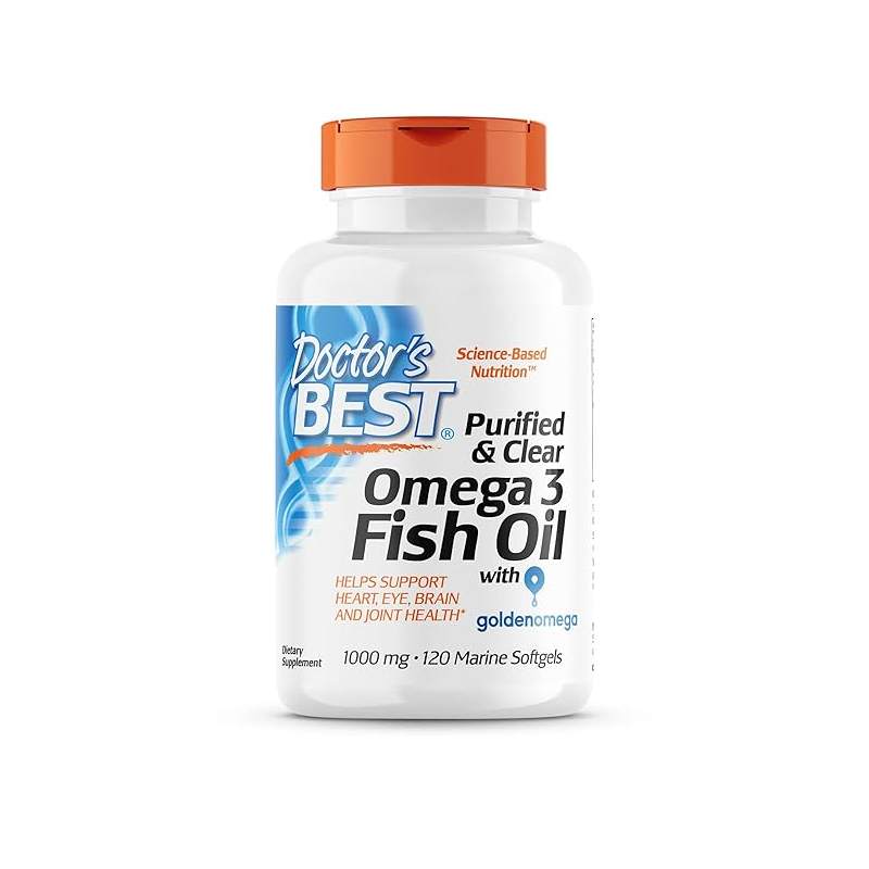 Doctor's Best Purified & Clear Omega 3 Fish Oil With Goldenomega, 1,000 Mg 120 Softgels