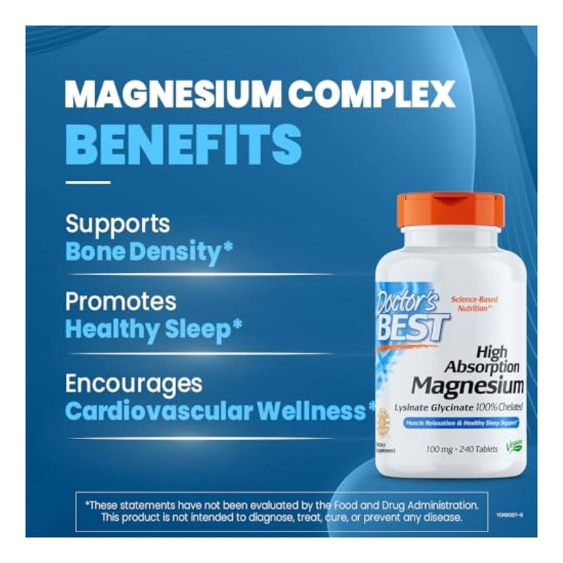 Doctor's Best High Absorption Magnesium, 100 Mg 240 Tablets