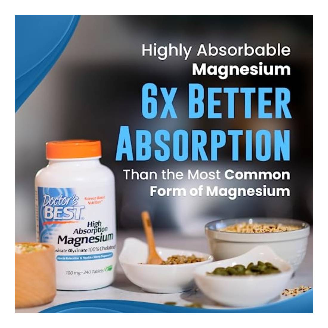 Doctor's Best High Absorption Magnesium, 100 Mg 240 Tablets