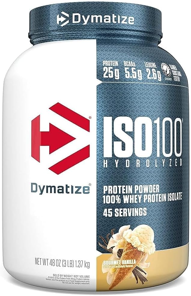 Dymatize ISO100 Hydrolyzed Whey Protein Isolate - Vanilla 3lbs - Protein Powder