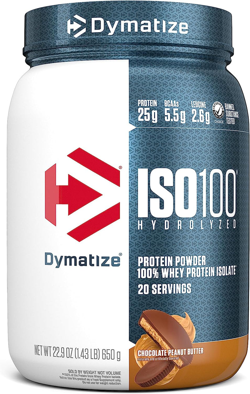 Dymatize ISO100 Hydrolyzed Whey Protein Isolate, Chocolate Peanut Butter, 1.3lbs