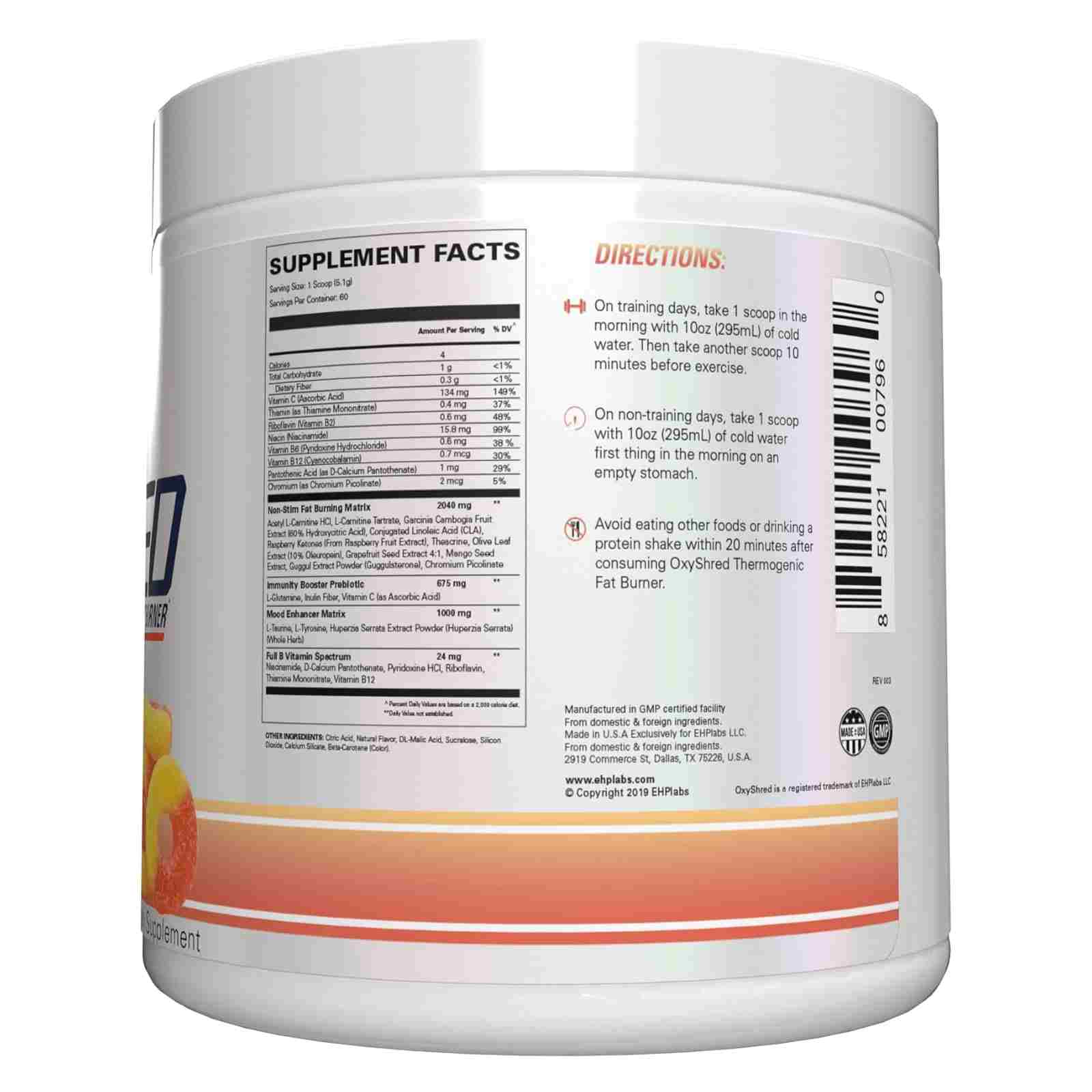 EHP Labs OxyShred Non-Stim Kiss My Peach / 60 servings