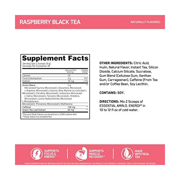 Optimum Nutrition Essential Amino Energy Tea - Raspberry Black Tea / 30 Servings