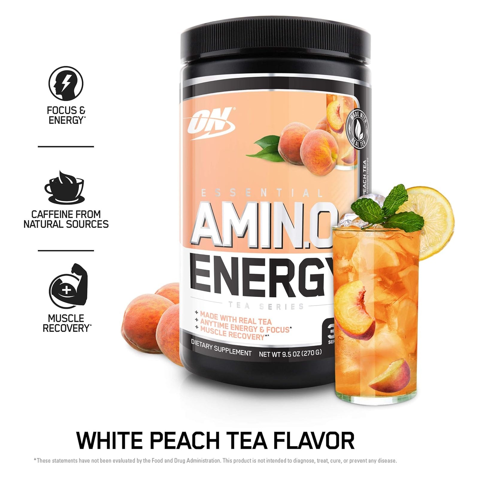 Optimum Nutrition Essential Amino Energy Tea - White Peach Tea / 30 Servings