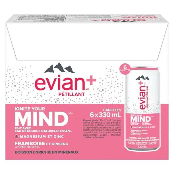 Evian + Sparkling Raspberry and Ginseng / 24 units x 330ml